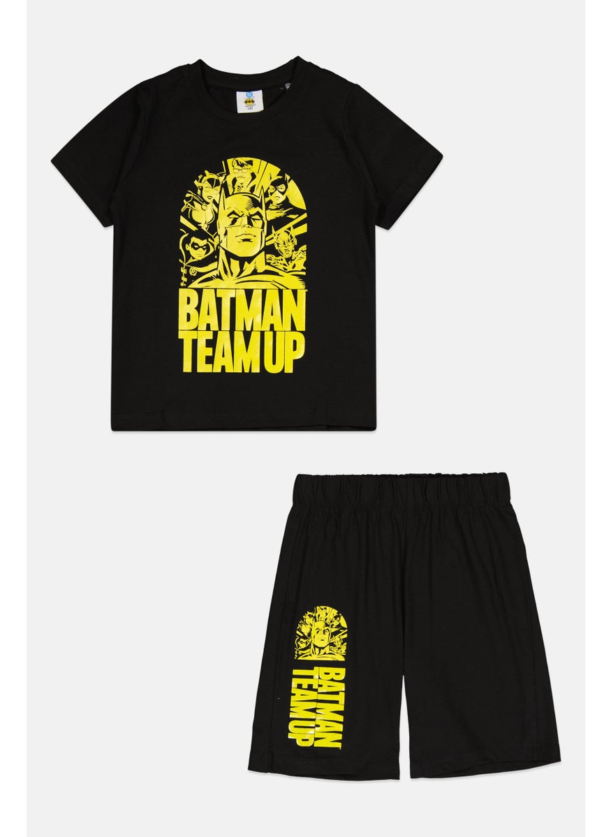 Batman Kids Boy 2 Pieces  Crew Neck Short Sleeves Batman Team Up T-shirt And Shorts, Black  - Image 1