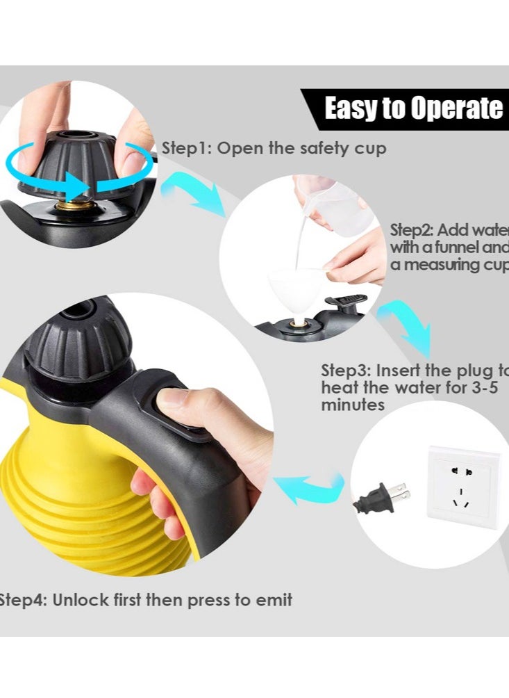 Joshberg - Handheld Steam Cleaner, Steamer for Cleaning with 9 Accessories, Multipurpose Portable Upholstery Steamer with Safety Lock for Carpet Curtain Car Seat to Remove Grime, Grease, Save Time and Effort - Image 1