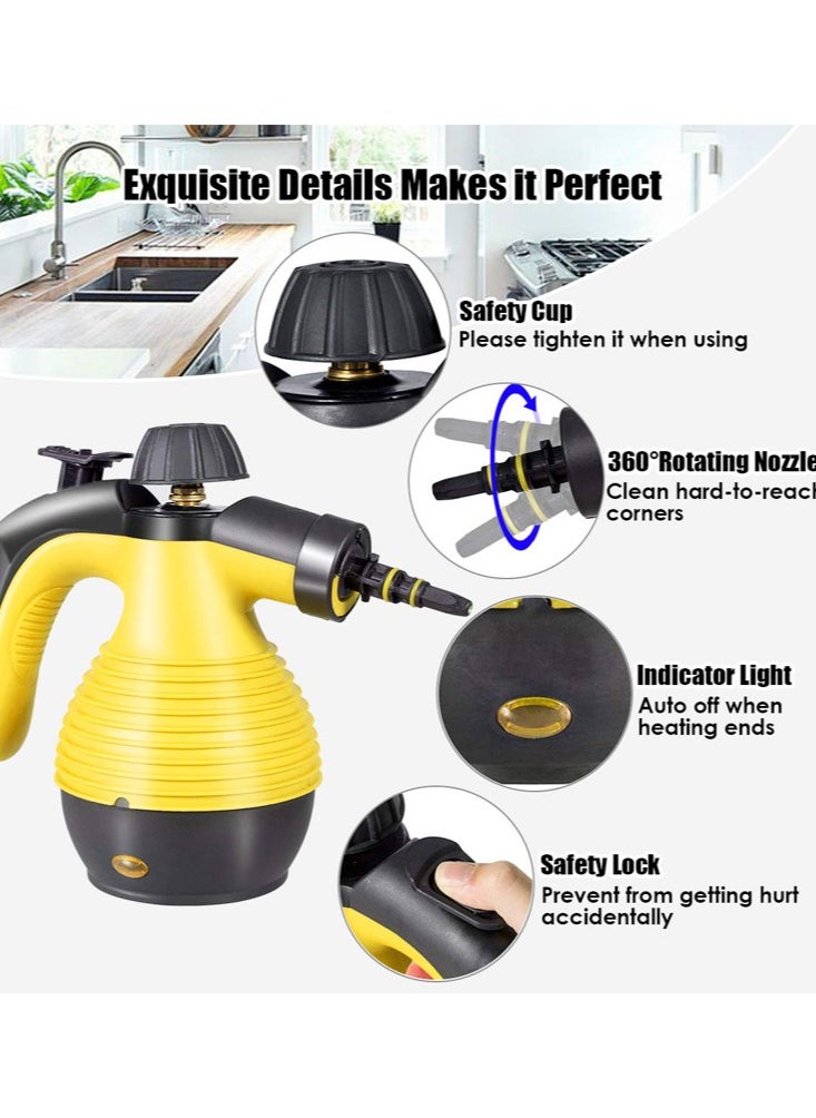 Joshberg - Handheld Steam Cleaner, Steamer for Cleaning with 9 Accessories, Multipurpose Portable Upholstery Steamer with Safety Lock for Carpet Curtain Car Seat to Remove Grime, Grease, Save Time and Effort - Image 1