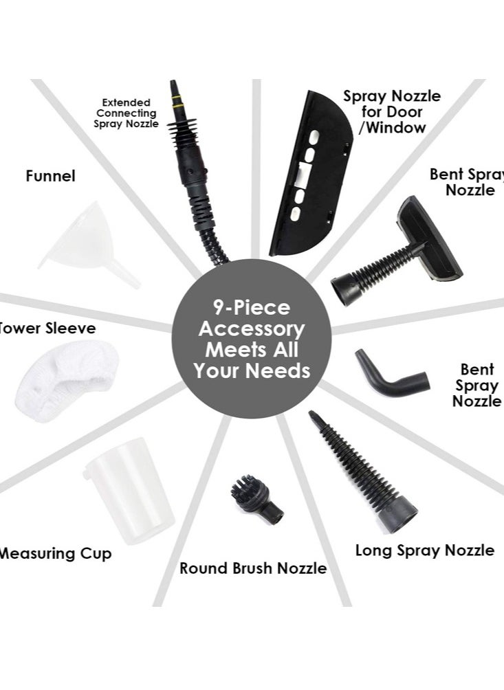 Joshberg - Handheld Steam Cleaner, Steamer for Cleaning with 9 Accessories, Multipurpose Portable Upholstery Steamer with Safety Lock for Carpet Curtain Car Seat to Remove Grime, Grease, Save Time and Effort - Image 1