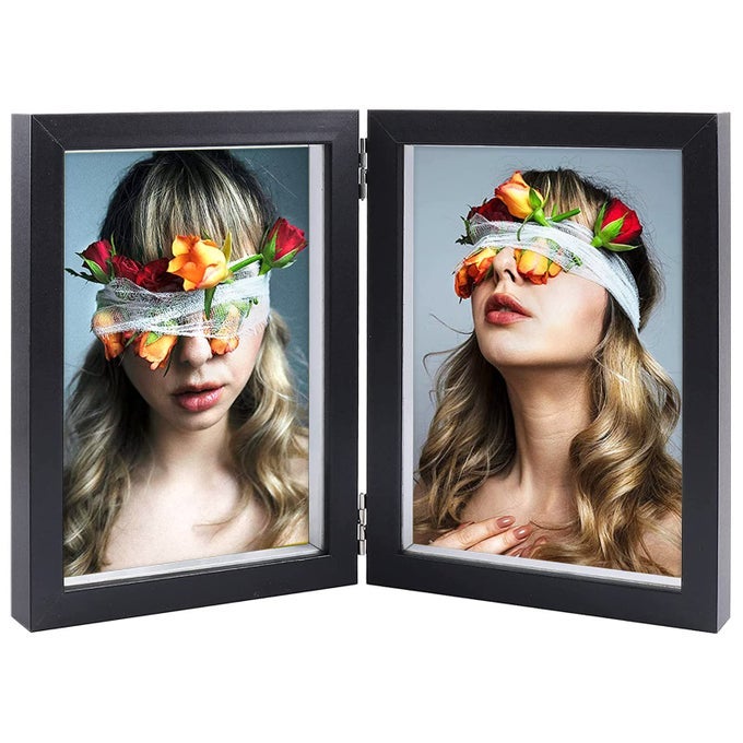 Double 5x7 Picture Frame Black Wood Photo Frame Shadow Box Frame