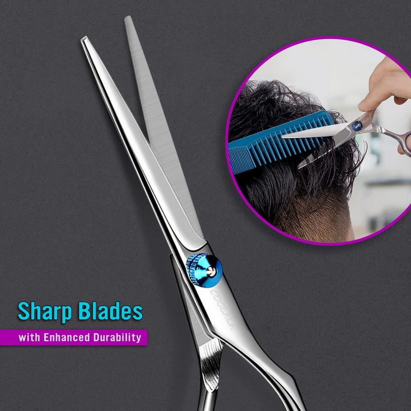 COOLALA Stainless Steel Hair Cutting Scissors 6.5 Inch Hairdressing Razor Shears Professional Salon Barber Haircut Scissors, One Comb Included, Home Use for Man Woman Adults Kids Babies - Image 4