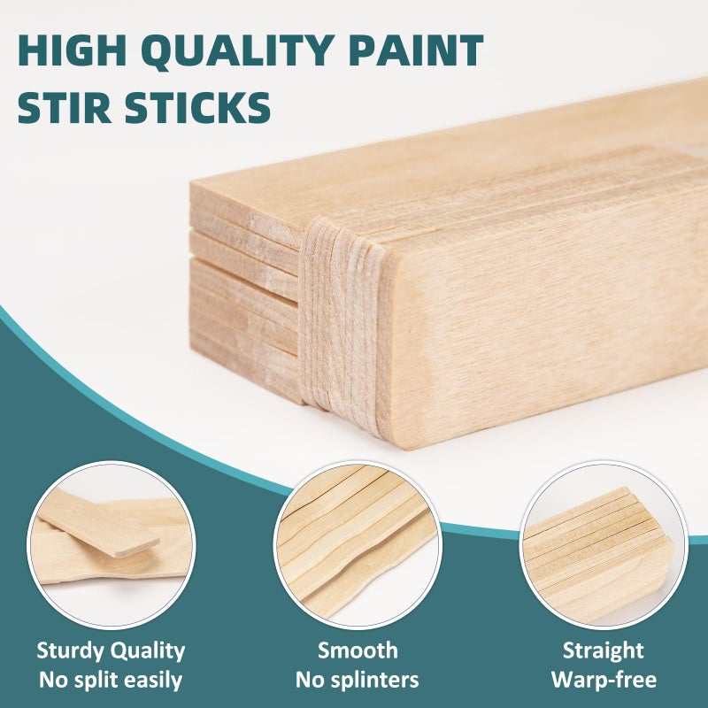WISYOK 25 Pack 12 Inch Paint Stir Sticks - Wooden Paint Sticks for Mixing, Large Popsicle Sticks for Crafts, Paint Stirrers for Epoxy Resin, Garden Markers - Image 3