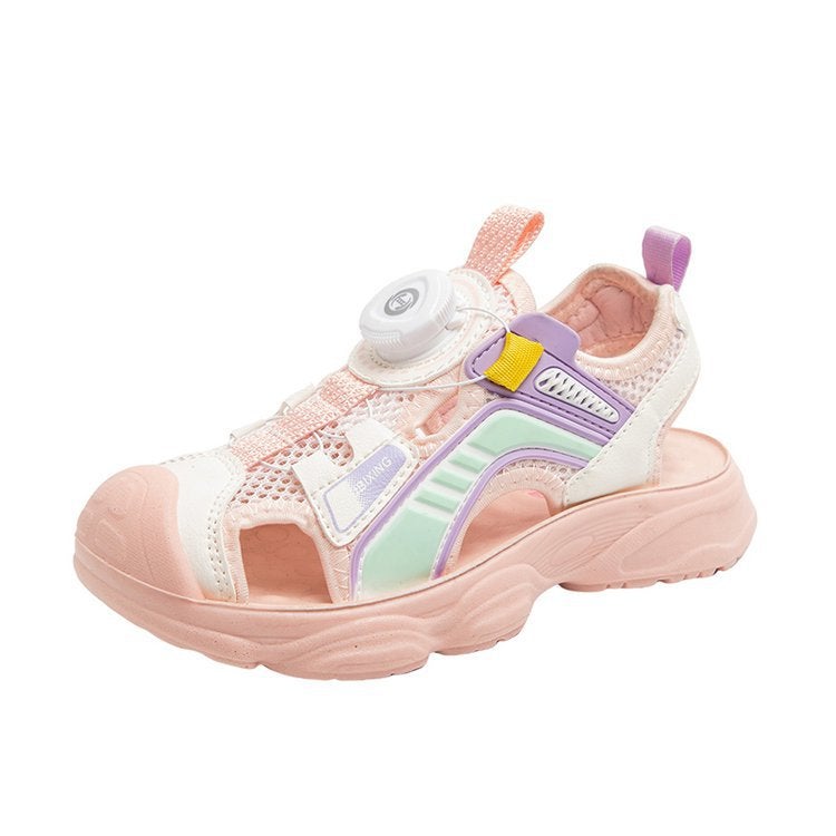 Girls Baby Toe-Cap Sandals Sports Boys Beach Functional Shoes Little Girls Soft-Soled Shoes - Image 1