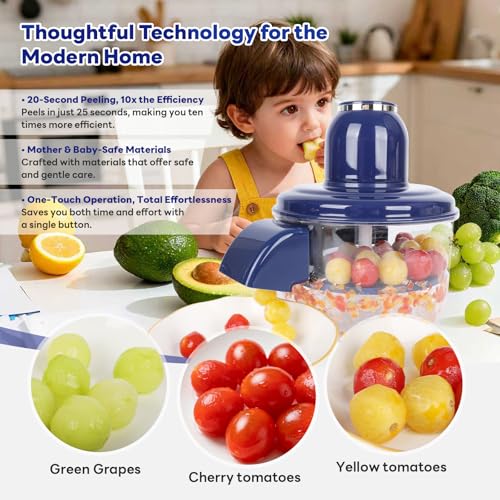 NKDFRI Automatic Grape Peeler Machine, Electric Garlic & Cherry Tomato Peeler Skin Remover Tool for Small Fruits, Effortless Peeling for Home Kitchen (Blue-1PC) - Image 4