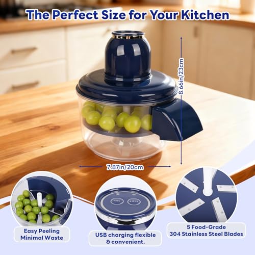 NKDFRI Automatic Grape Peeler Machine, Electric Garlic & Cherry Tomato Peeler Skin Remover Tool for Small Fruits, Effortless Peeling for Home Kitchen (Blue-1PC) - Image 2