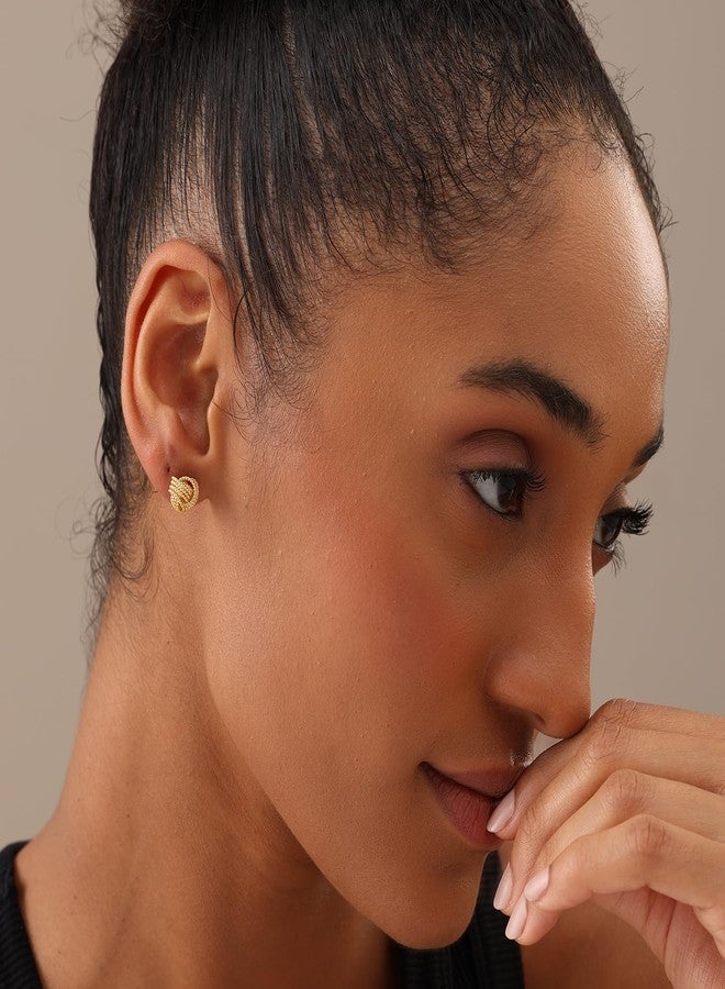 ليكالا أقراط مرصعة بتصميم عقدة الحب من الفضة الإسترلينية والذهب الأصفر من LeCalla للنساء - Image 5