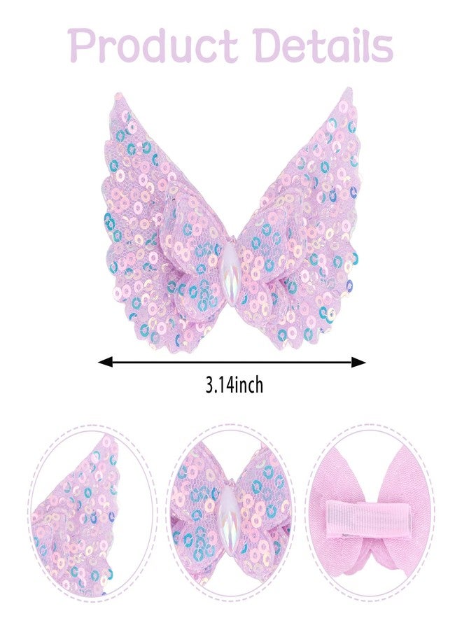 AMCAMI 4PCS Sequined butterfly hairclip purple&hot pink-1 - Image 3