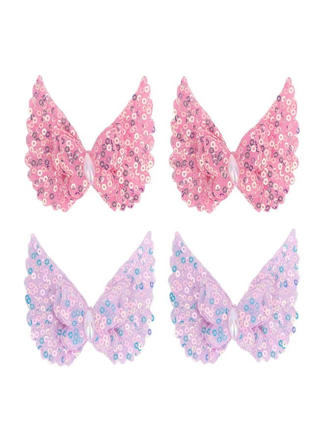 AMCAMI 4PCS Sequined butterfly hairclip purple&hot pink-1 - Image 2