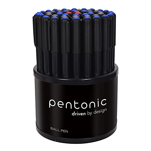 Pentonic 0.7mm Ball Point Pen Tumbler Pack | Black Body | Blue, Black & Red Ink | Pack of 50 Pens - Image 3
