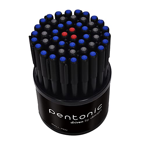 Pentonic 0.7mm Ball Point Pen Tumbler Pack | Black Body | Blue, Black & Red Ink | Pack of 50 Pens - Image 2
