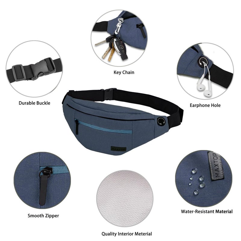 MAXTOP Large Fanny Pack Crossbody Bags for Men Women Sling Bag with 4-Zipper Pockets,Runner Gifts for Enjoy Traveling Hiking Workout Dog Walking Casual Hands-Free Passport Bag Carrying All Phones - Image 4