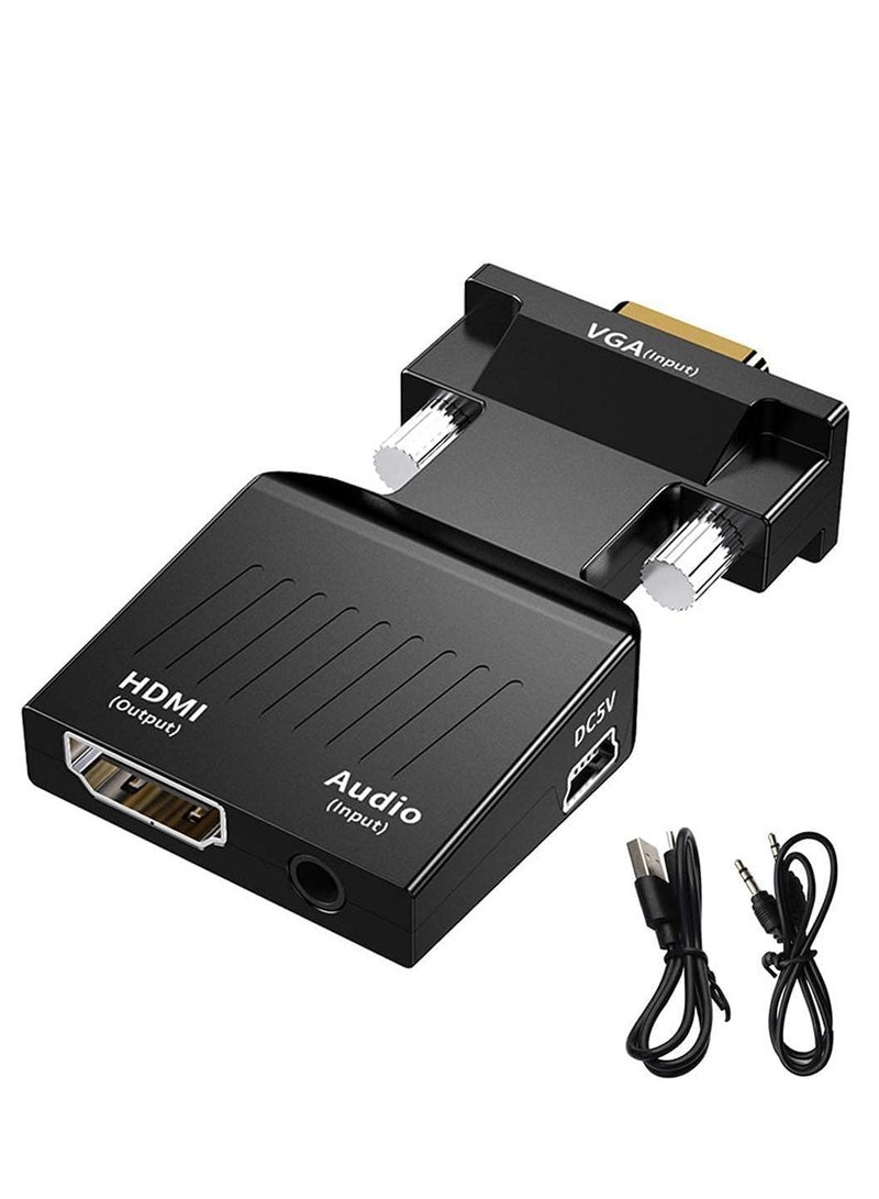 VGA to HDMI Adapter - Convert Analog to Digital, 1080p Full HD Converter with Audio Support for PC, Laptop, Projector, Monitor - Image 1