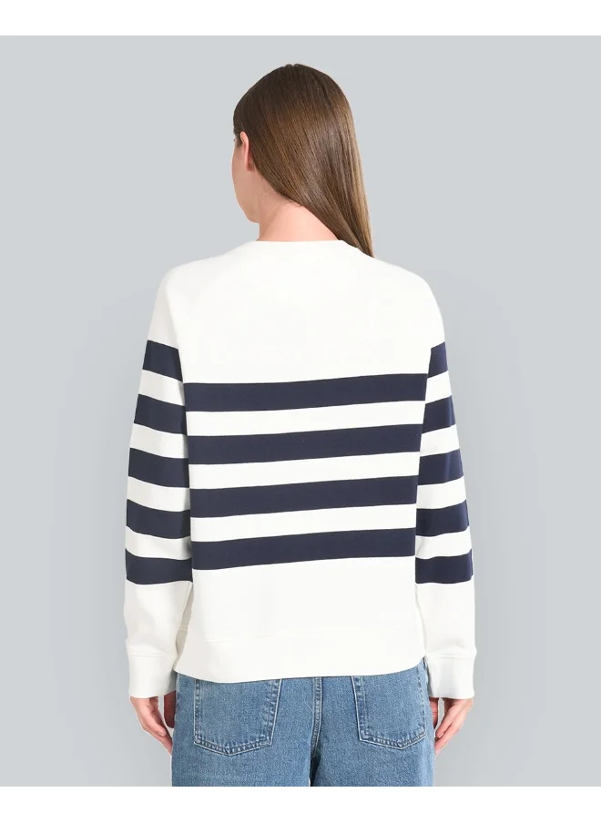 غانت Striped Gold Buttoned Crew Neck Sweatshirt