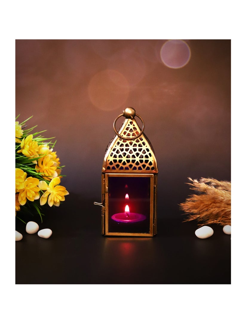 Hilalful فانوس هلالفل اليدوي، صغير | مناسب لغرفة المعيشة، غرفة النوم والهواء الطلق | هدية مثالية للزينة المنزلية في رمضان، عيد، أعياد الميلاد، حفلات الزفاف، الانتقال إلى منزل جديد | مصنوع من الحديد | بنفسجي - Image 3