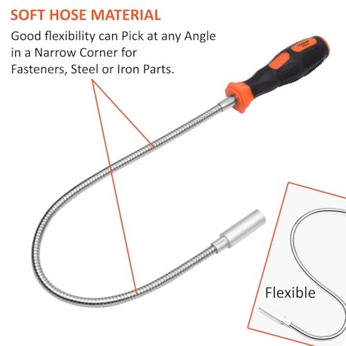 Harden Magnetic Pickup Tool - 24” (60cm) Bend-It Flexible Magnet Pick-Up Sweeper, Capacity upto 2.5kg, Retriever Stick for Hard-to-Reach Place, For Car, Machines, Home, Bolts, Nuts, Screws - 660245 - Image 4