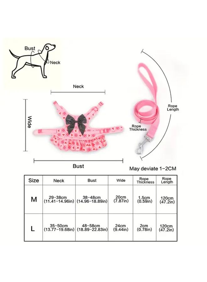Large Red Polka Dots Cat Harness Adjustable Chest Strap Non Slip Grip Durable Polyester - Image 2