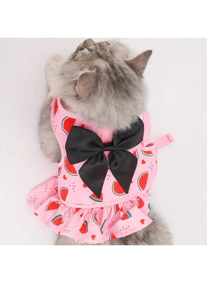 Large Red Polka Dots Cat Harness Adjustable Chest Strap Non Slip Grip Durable Polyester - Image 3