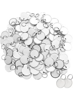 erorex 100Pcs Metal Rim Key Tags 1 1 4 Inch Blank Round Rimmed Key Tag Paper Tags With Metal Split Rings Small Coded Key Chain Keyring Set For Luggage Pets Kids Backpack White  - Image 1