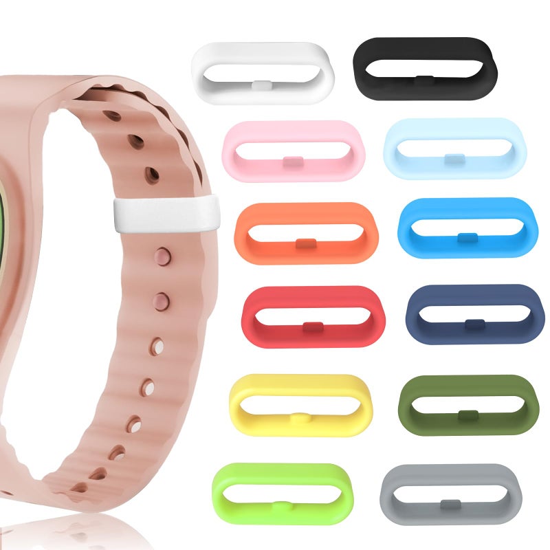 pupvus 12-Pack Multi-Color Band Keeper, Magic band locks, Silicone Fastener Rings Security Loop/Holder/Clips Compatible with Fitbit Charge/Charge HR/Garmin Vivofit/Disney Magic Bands 1.0/2.0 & More - Image 1