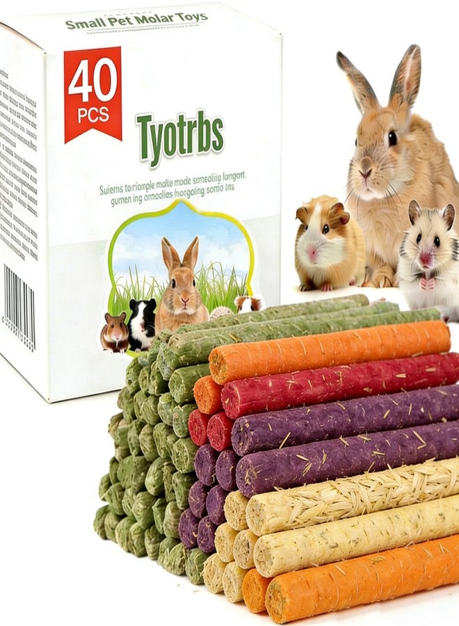 Tyotrbs Chew Treat Rabbit Toys for Teeth Health, Natural Bunny Enrichment Toys for Boredom & Stress Relief, Keep Busy Toys for Guinea Pig Chinchilla Hamster Rat Gerbil Degu (40PCS) - Image 1