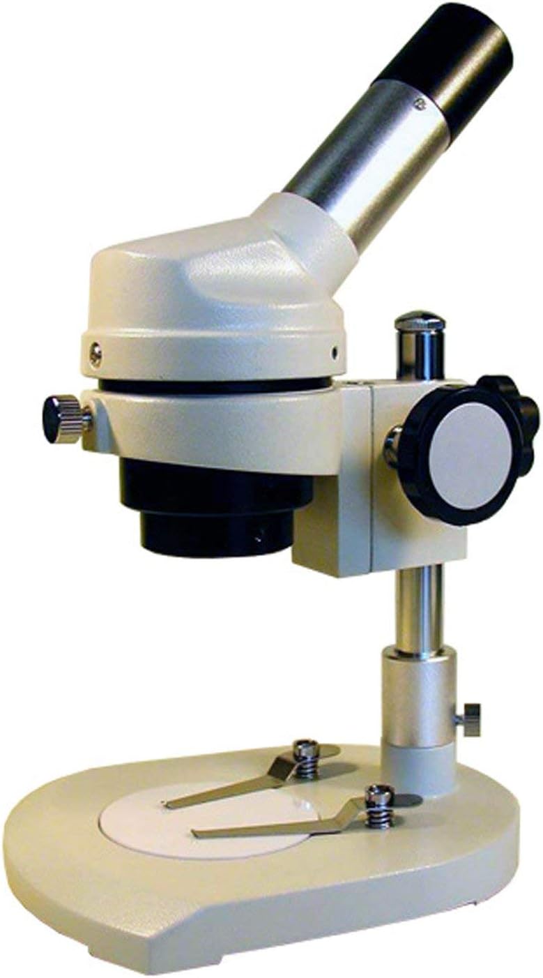 AmScope K104 Elementary StereoDissecting Microscope 10x Widefield Eyepiece 20x Magnification Reversible BlackWhite Stage Plate HeavyDuty Frame - Image 1