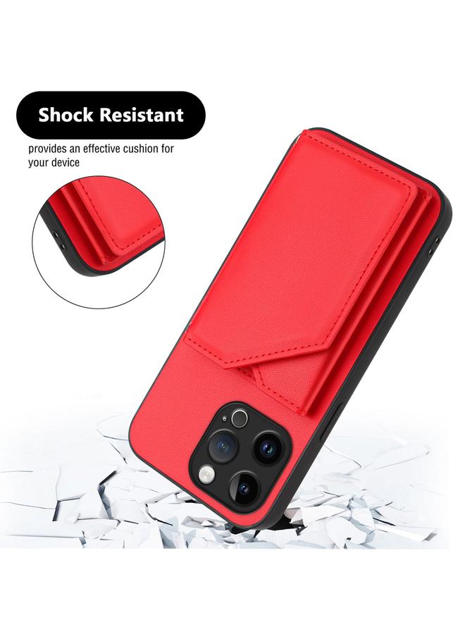 اس-توب جراب لهاتف iPhone 15 Pro Max Skin Feel مع أربع فتحات للبطاقات وحزام معصم - Image 3