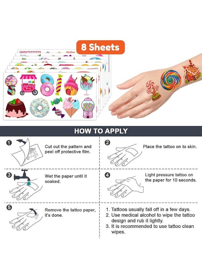 96 PCS Cute Candyland Candy Land Temporary Tattoos Theme Birthday Party Decorations Supplies Favors Decor Stickers Tattoo Gifts for Kids Girl Boys Games School Rewards Prizes Christmas Xmas Carnival - Image 4