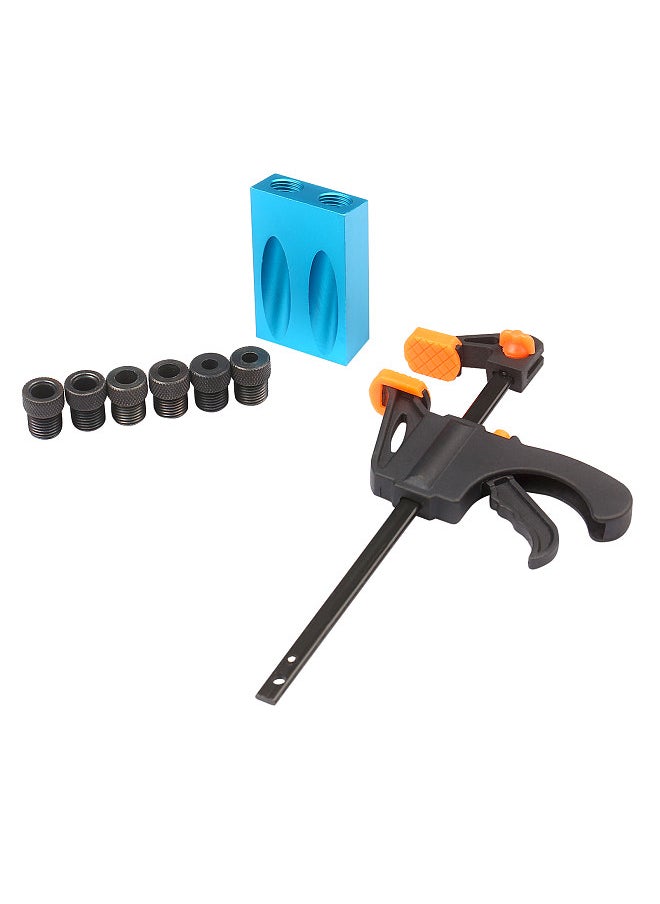 Generic - 8pcs Pocket Hole Jig Kit  8mm 10mm 15 Degree Angle Drill Guide Woodwoorking Tool Inclined Hole Jig Hole Puncher Locator Jig Drill Bit Carpentry Tools - Image 1