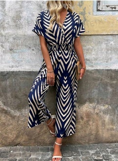 Shein SHEIN LUNE Women's Shirred Batwing Sleeve Printed Jumpsuit, With Gathered Waist  - Image 2