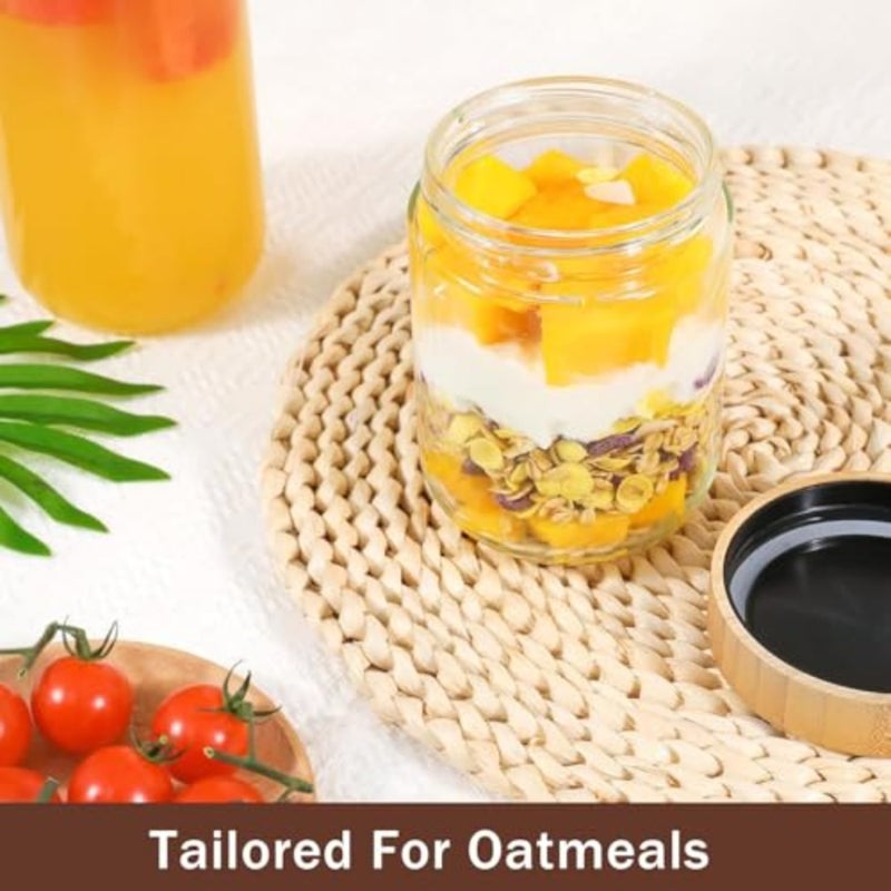 6-pack 16oz Glass jars with Airtight Lids, Overnight Oats Containers with Bamboo Lids, Wide mouth Mason Salad jars, Glass Food Storage Containers for Snacks Yogurt Spice Sugarbaihuo - Image 4