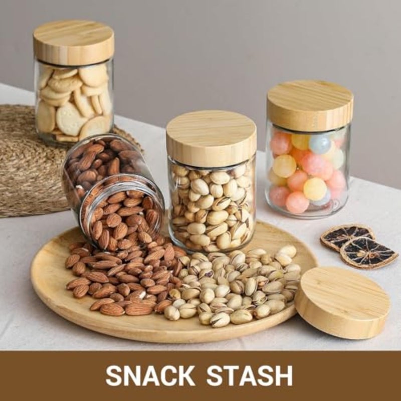 6-pack 16oz Glass jars with Airtight Lids, Overnight Oats Containers with Bamboo Lids, Wide mouth Mason Salad jars, Glass Food Storage Containers for Snacks Yogurt Spice Sugarbaihuo - Image 3
