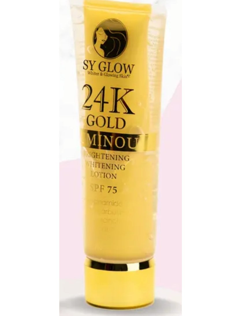 SY GLOW 24K Gold Brightening & Illuminating Lotion SPF 75, 250ml x 2 (500ml) 2 pieces - Image 3