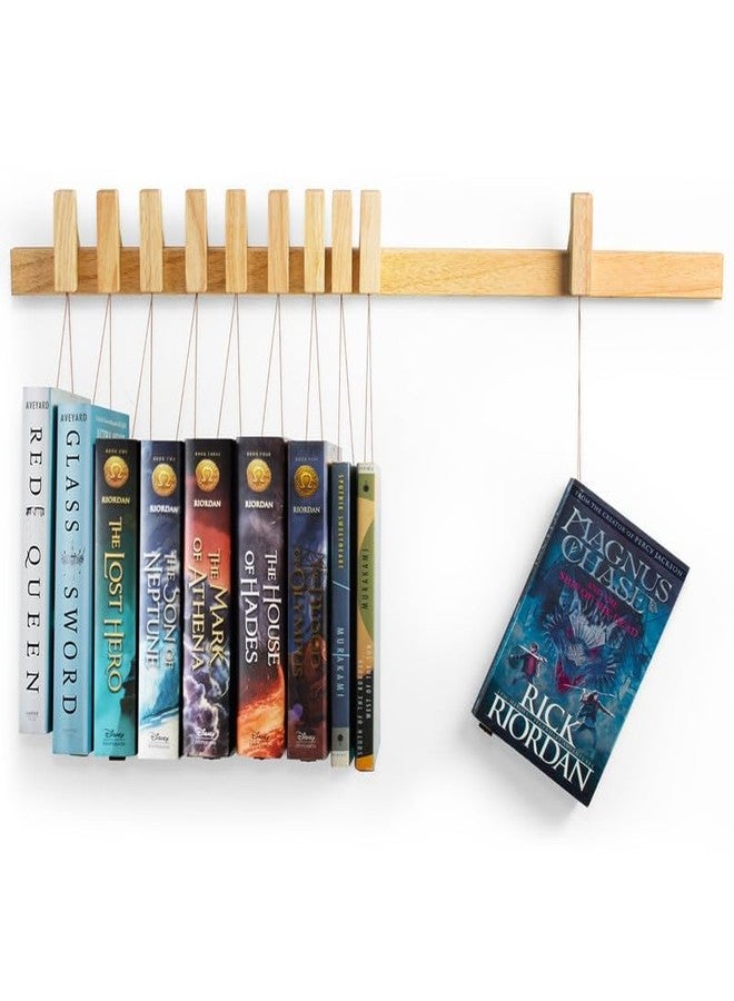 Ash Harbor Floating Wall Bookshelf - Wall Mounted Book Organizer with Included Bookmarks - Hardwood Hanging Bookshelf for Bedroom, Living Room, or Kitchen - A Thoughtful Gift for Book Lovers (Natural) - Image 2