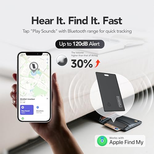 PAKCQNH Wallet Tracker Card,Air-Tag Wallet Card,Find My Trarcking Card,Waterproof Design,Item Locator for Wallet,Keys, Luggage,Bags, Passport,Purse,120DB(iOS Only) (Black) - Image 5