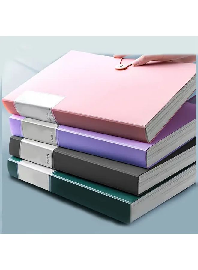 Blue 60 Slip Pocket A4 Data Booklet PP Material Folder With Buckle Design For Easy Storage And Organization - Image 1