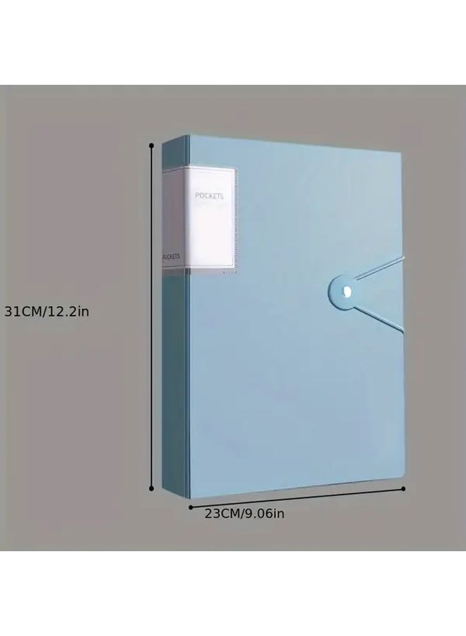 Blue 60 Slip Pocket A4 Data Booklet PP Material Folder With Buckle Design For Easy Storage And Organization - Image 2