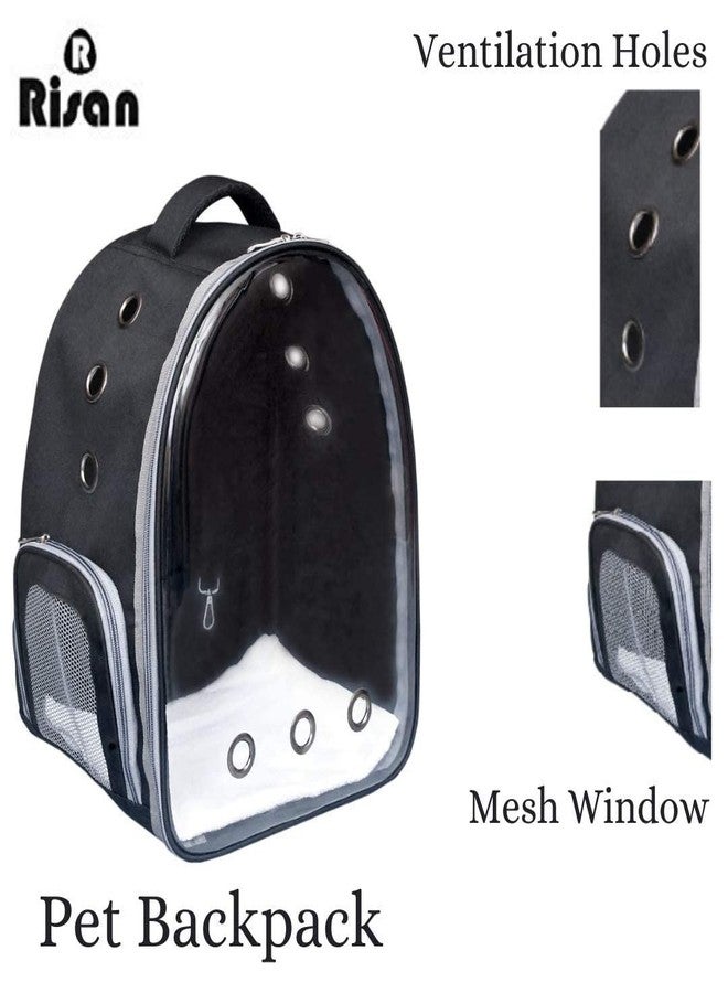 Risan Pet Transparent Cat & Small Dog Puppy Kitty Shihtzu Breathable Carriers for Breathable Airline Travel Approved Air Ventilation Backpack Size 17 × 13 × 11 inch - Image 5
