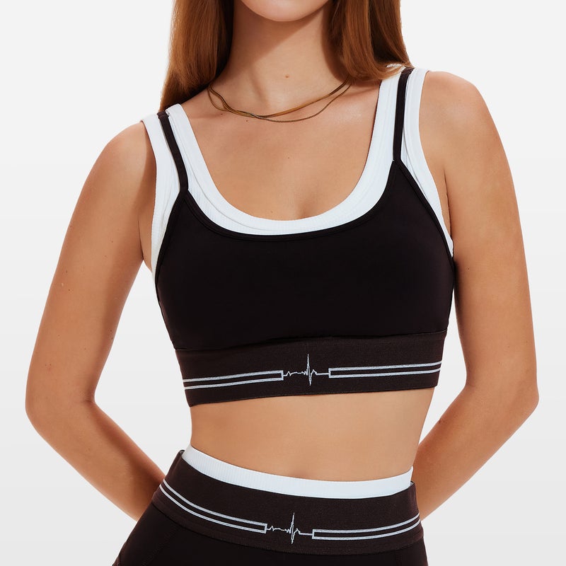 Sports Bra Black and White New Nude Seamless Back Buckle Yoga Bra Shock-proof Push-up Running Fitness Beauty