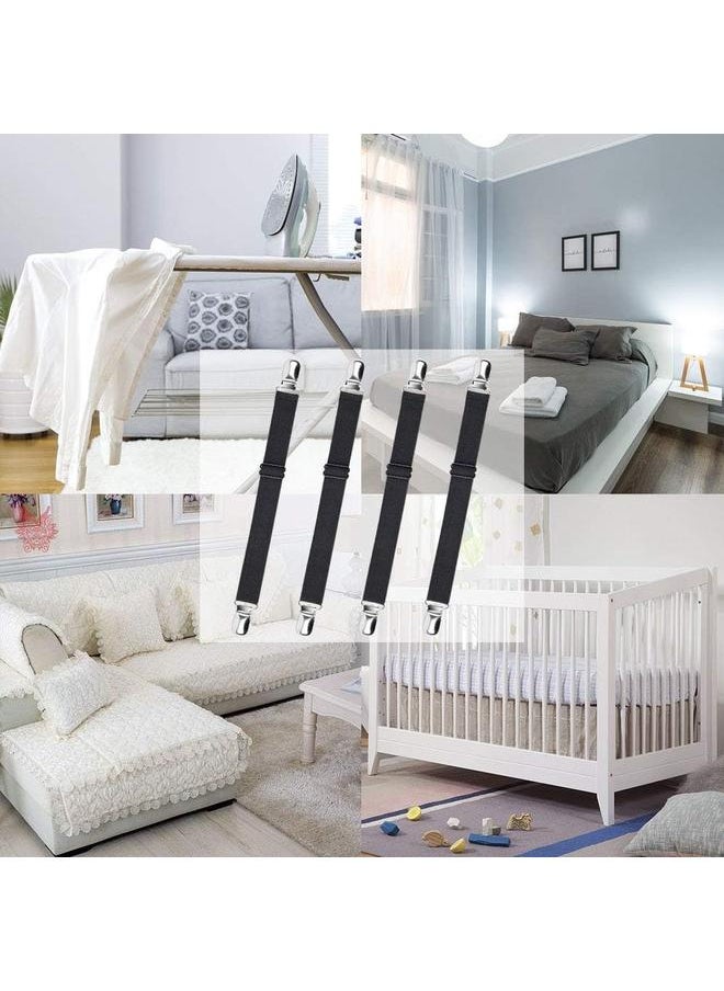 Generic Bed Sheet Suspenders, 4pcs Adjustable Bed Sheet Holder Straps Sheet Fasteners Heavy Duty Bed Sheet Grippers for Mattresses Fitted  - Image 3