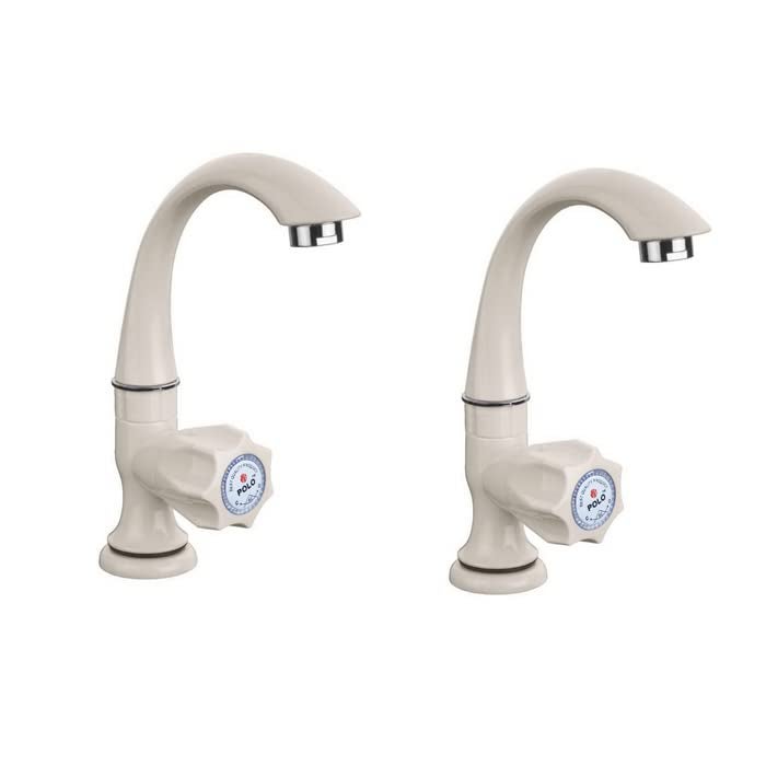 JOGI PVC Swan Neck Tap for KitchenBathroom Wash Basinsfaucets Big Neck White Pack of 2 - Image 1