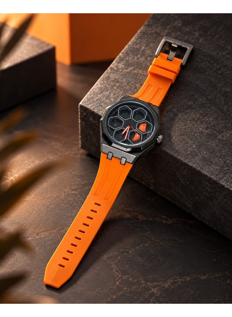 VOGUE VENUE TORQUE SERIES LUXUARY CAR SPINNER WHEEL WATCHES WITH ORANGE STRAP BY VOGUE VENUE - Image 3