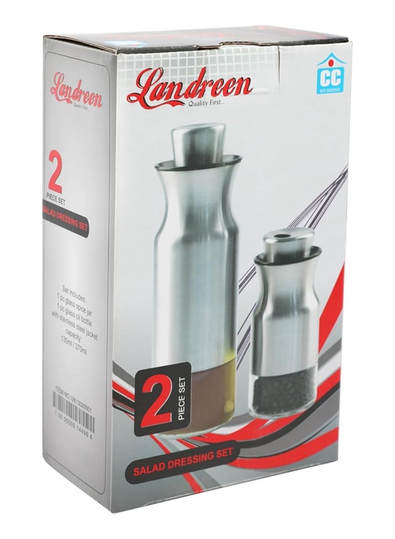 Olive Oil Dispenser Bottle Set 370ml & Pepper & Salt Dispenser 130ml with Stainless Steel Outer Body | Oil Dispenser Bottle for Kitchen & Restaurant | Food & Oil Dispenser Dispenser - Image 4