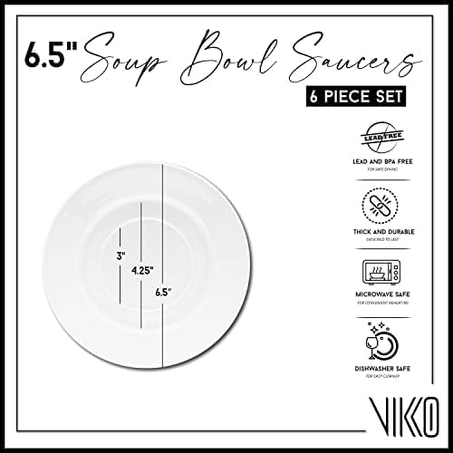 Vikko Appetizer Plate Set of 6 Restaurant Style 65 Round Saucer Plates Fine Porcelain Dessert Plate Dishwasher Safe - Image 2