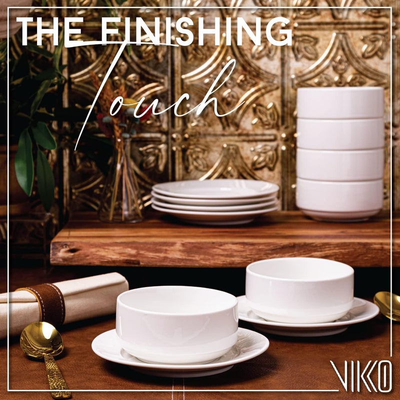 Vikko Appetizer Plate Set of 6 Restaurant Style 65 Round Saucer Plates Fine Porcelain Dessert Plate Dishwasher Safe - Image 3