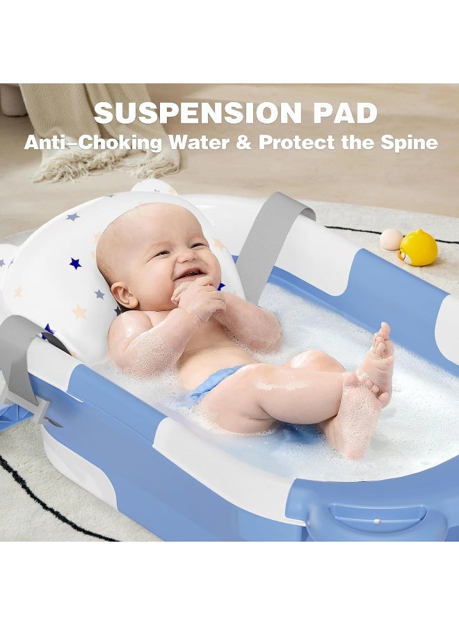 MoreFeel Collapsible Baby Bathtub for Newborn with Thermometer & 1 Hooded Towel & 1 Soft Floating Cushion - Image 2