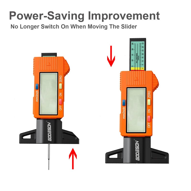GODESON Tire Tread Depth Gauge,Digital Tire Tread Depth Gauge with Color-Coded Bar,Tread Depth Gauge in 1 Inch/25.4 mm,Tire Depth Gauge with Large LCD Display Suitable for All Vehicle Tires-Orange - Image 5