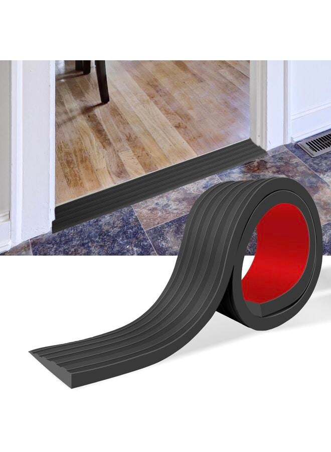 Threshold Ramps 3” W x 3.3' L x 0.5''H for Doorways Self-Adhesive Rubber Ramps for Door Threshold Rubber Door Threshold Ramp for Wheelchair Stroller Scooter Reducer Ramp Black - Image 1
