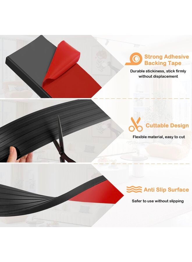 Threshold Ramps 3” W x 3.3' L x 0.5''H for Doorways Self-Adhesive Rubber Ramps for Door Threshold Rubber Door Threshold Ramp for Wheelchair Stroller Scooter Reducer Ramp Black - Image 2