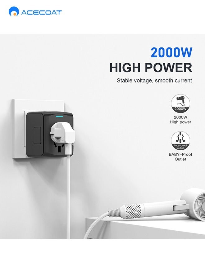 HOMESTAR Universal Travel Adapter, International Plug Adapter with 2 USB-A & 1 USB-C Ports, Power Worldwide, All-in-One Wall Charger for USA EU UK AUS Black - Image 5